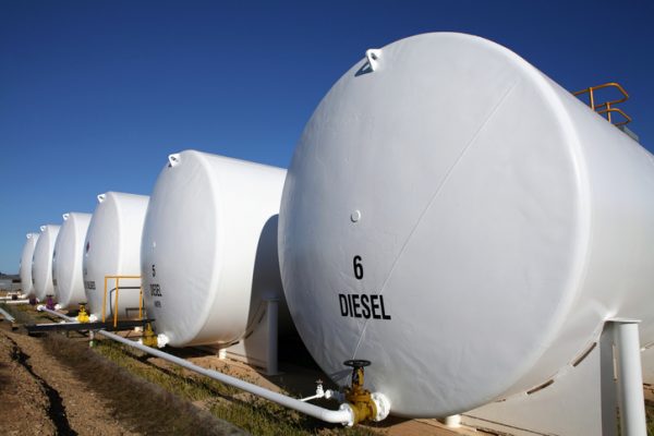 External fuel tanks at a filling station, Australia